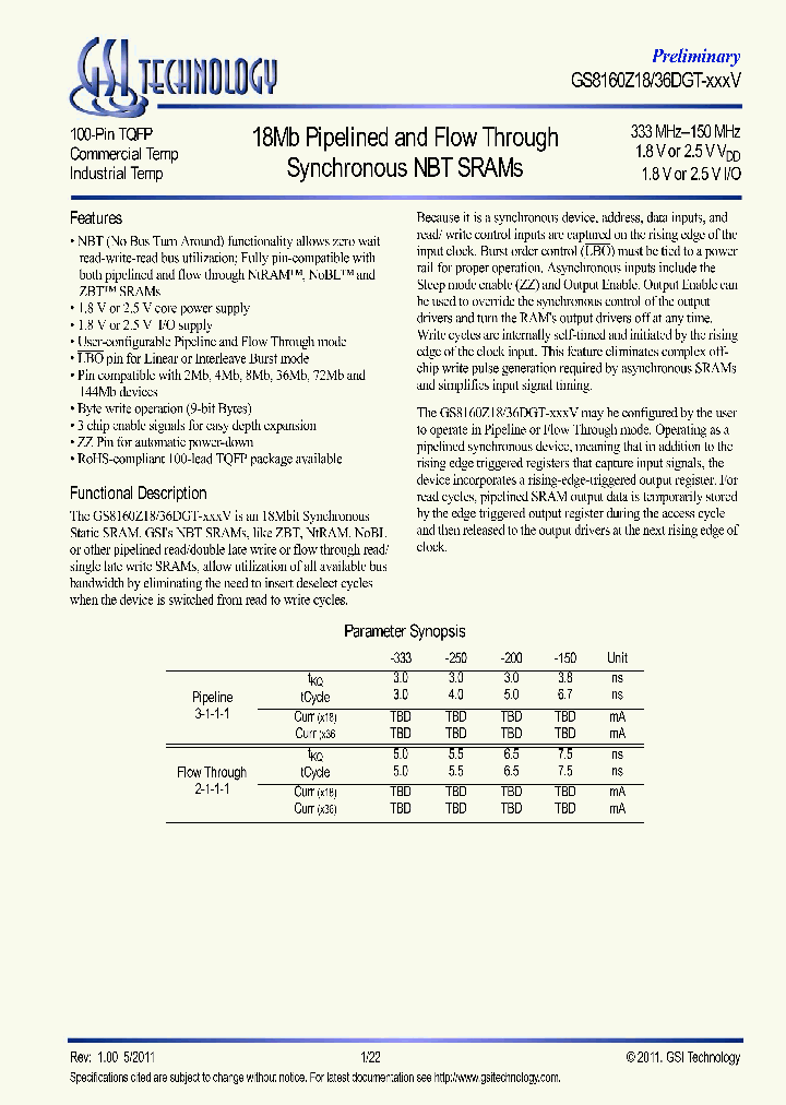 GS8160Z18DGT-250IVT_7249164.PDF Datasheet