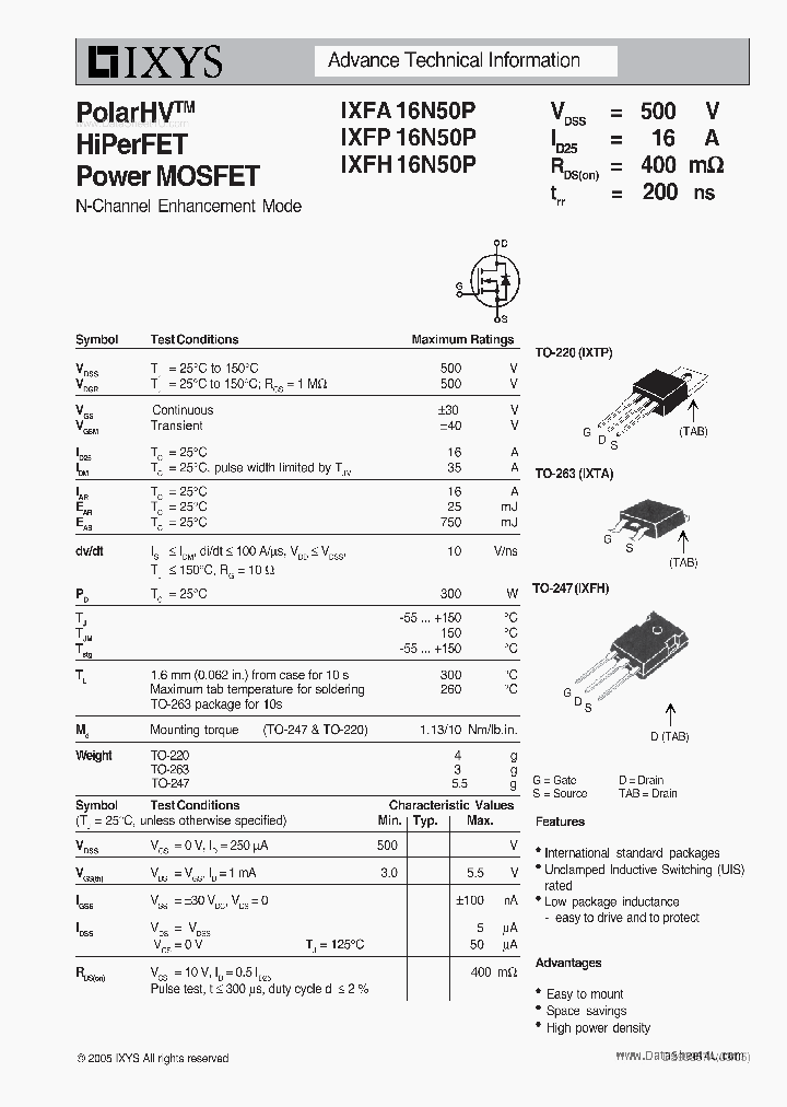 IXFA16N50P_7249816.PDF Datasheet