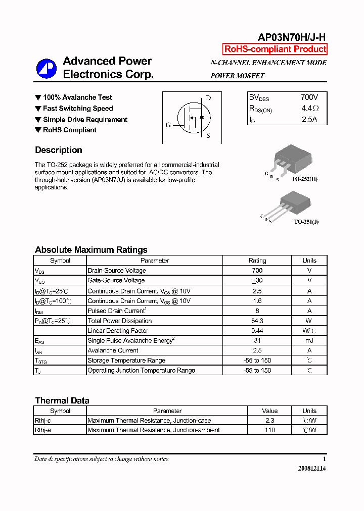 AP03N70HJ-H_7250244.PDF Datasheet
