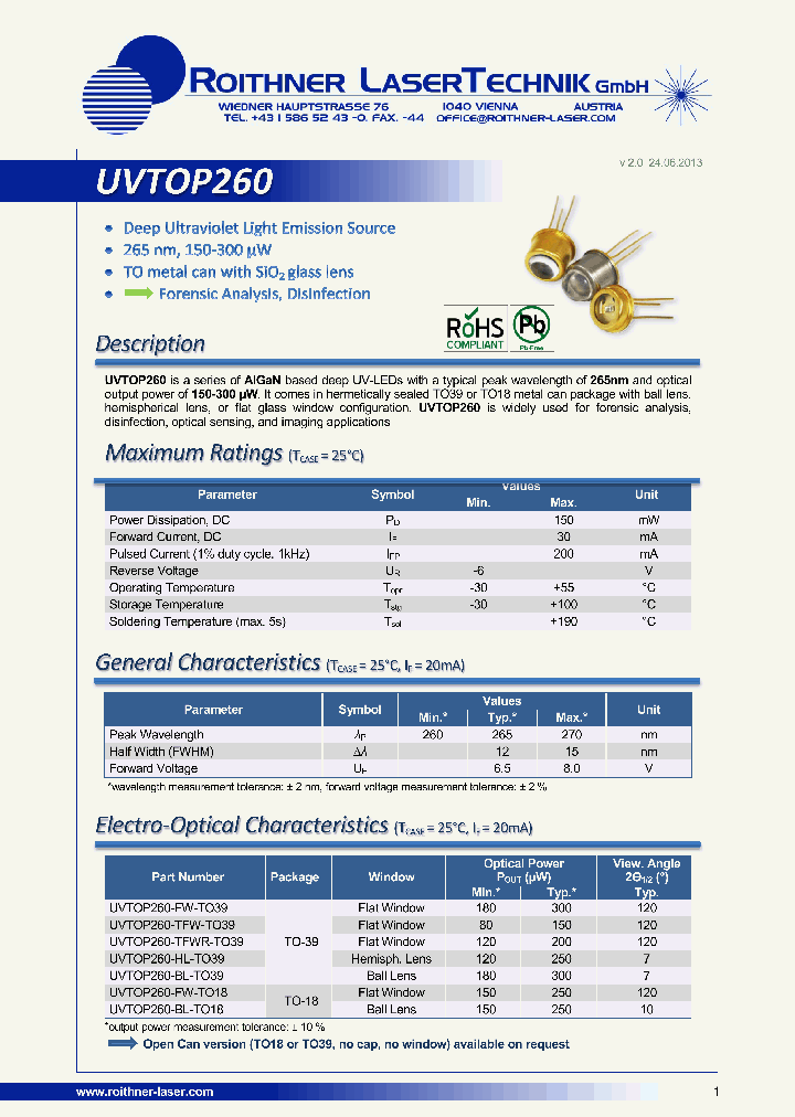 UVTOP260_7251294.PDF Datasheet