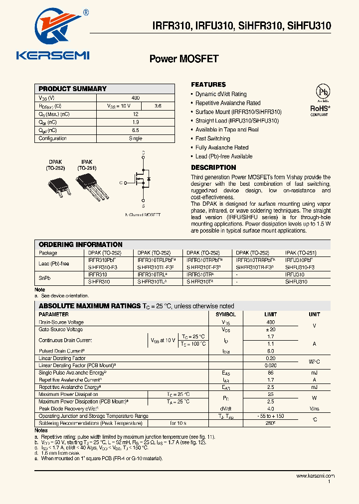 IRFR310PBF_7255642.PDF Datasheet