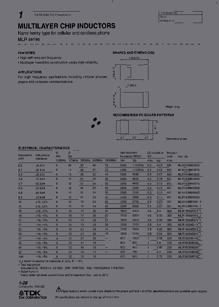 MLR1608M12NK_7256155.PDF Datasheet