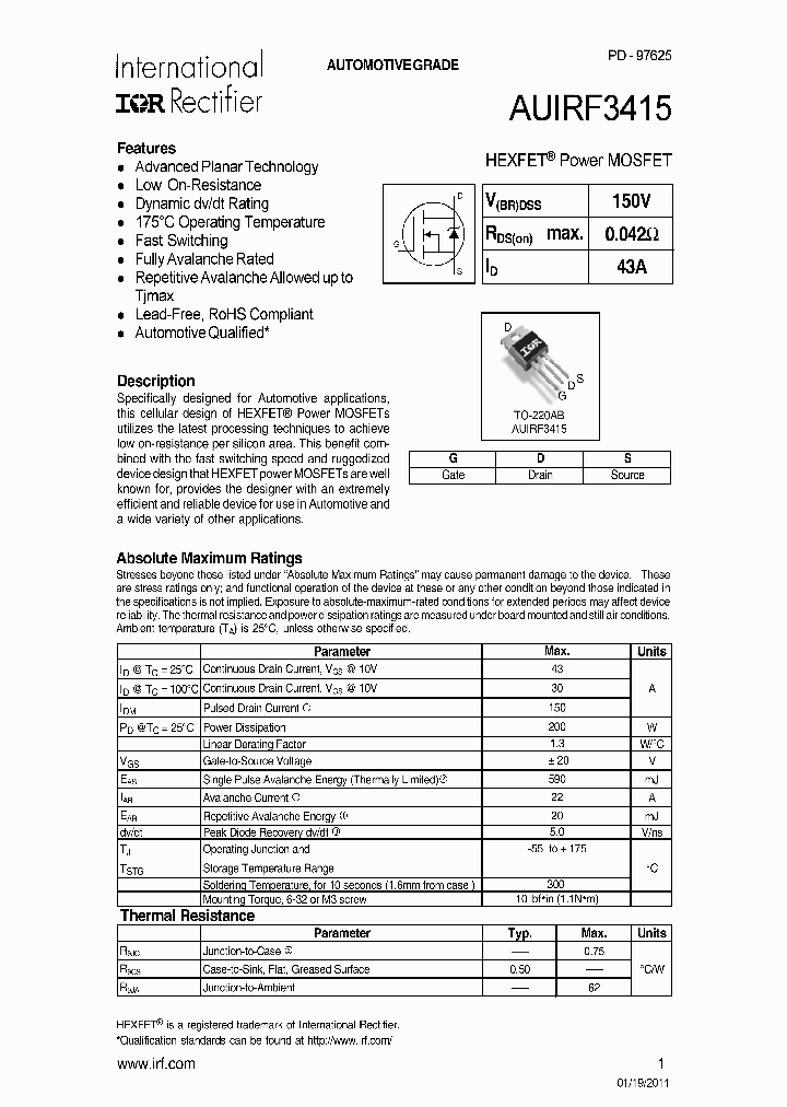 AUIRF3415_7257071.PDF Datasheet