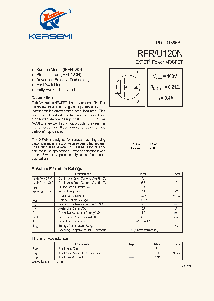 IRFU120N_7257440.PDF Datasheet
