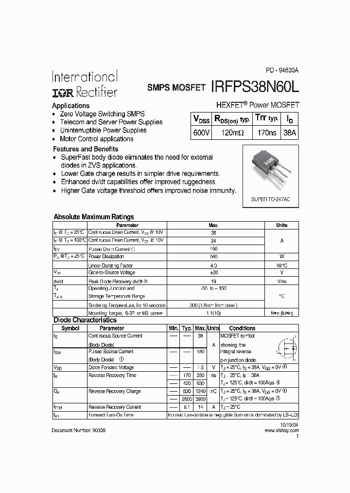IRFPS38N60L_7259697.PDF Datasheet