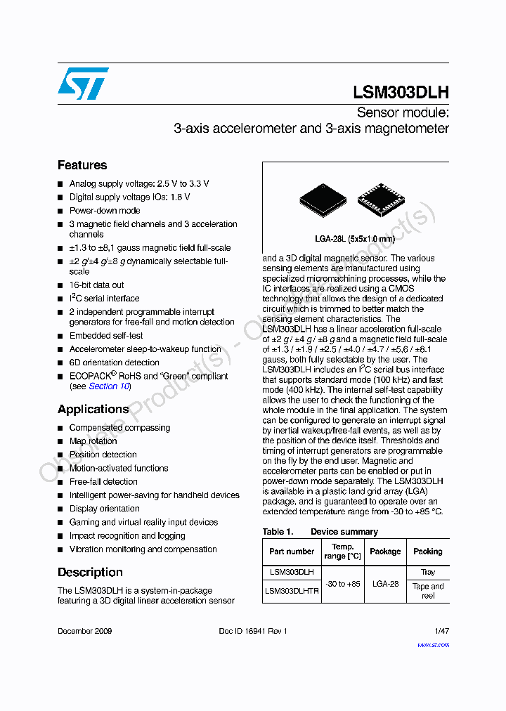 LSM303DLHTR_7260610.PDF Datasheet