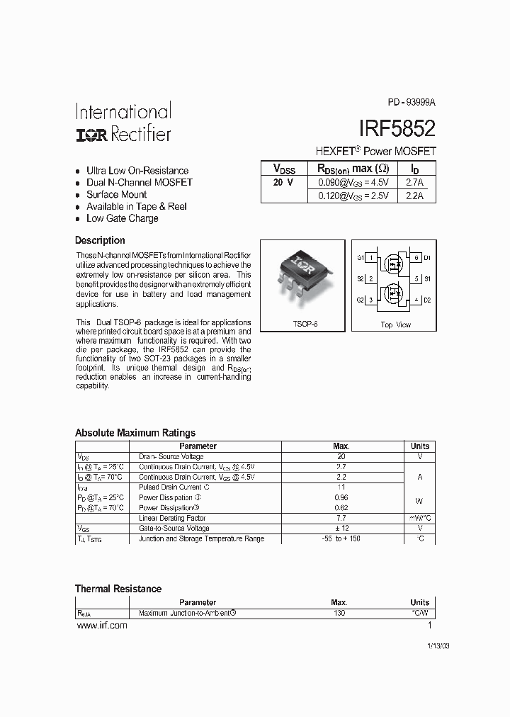 IRF5852_7263067.PDF Datasheet
