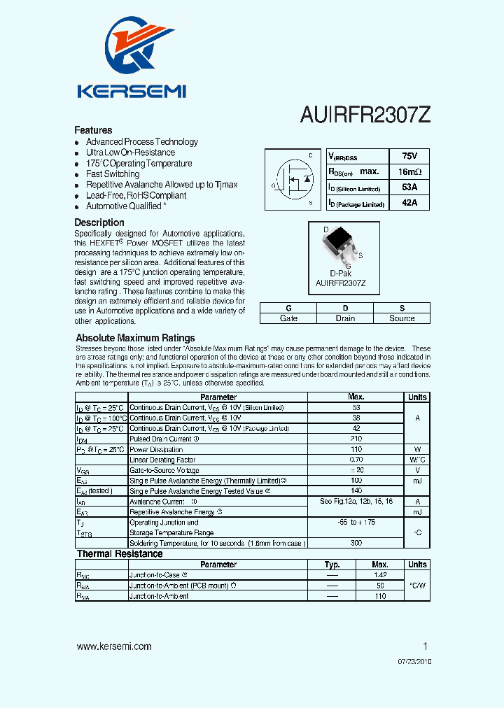 AUIRFR2307Z_7264661.PDF Datasheet