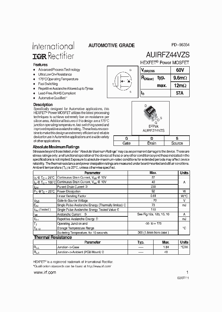 AUIRF44VZSTRL_7267548.PDF Datasheet
