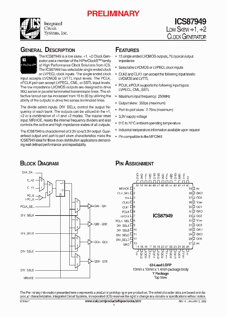 ICS87949AYT_7269623.PDF Datasheet