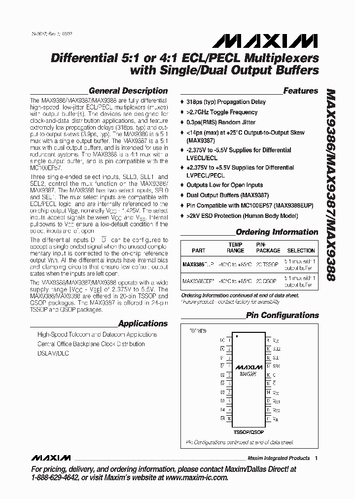 MAXIMINTEGRATEDPRODUCTSINC-MAX9388EUP-T_7270239.PDF Datasheet