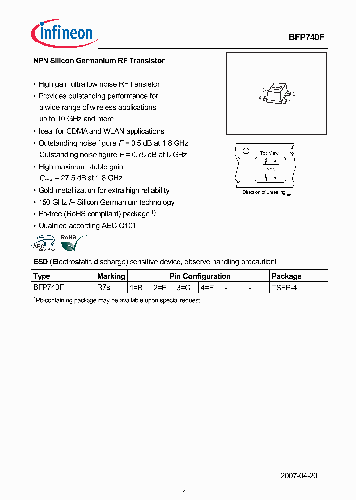 BFP740FE6327_7271320.PDF Datasheet