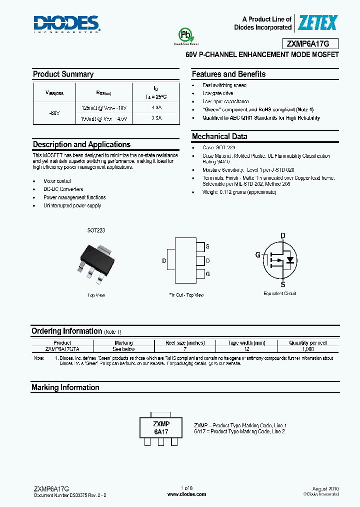 ZXMP6A17GTA_7283717.PDF Datasheet