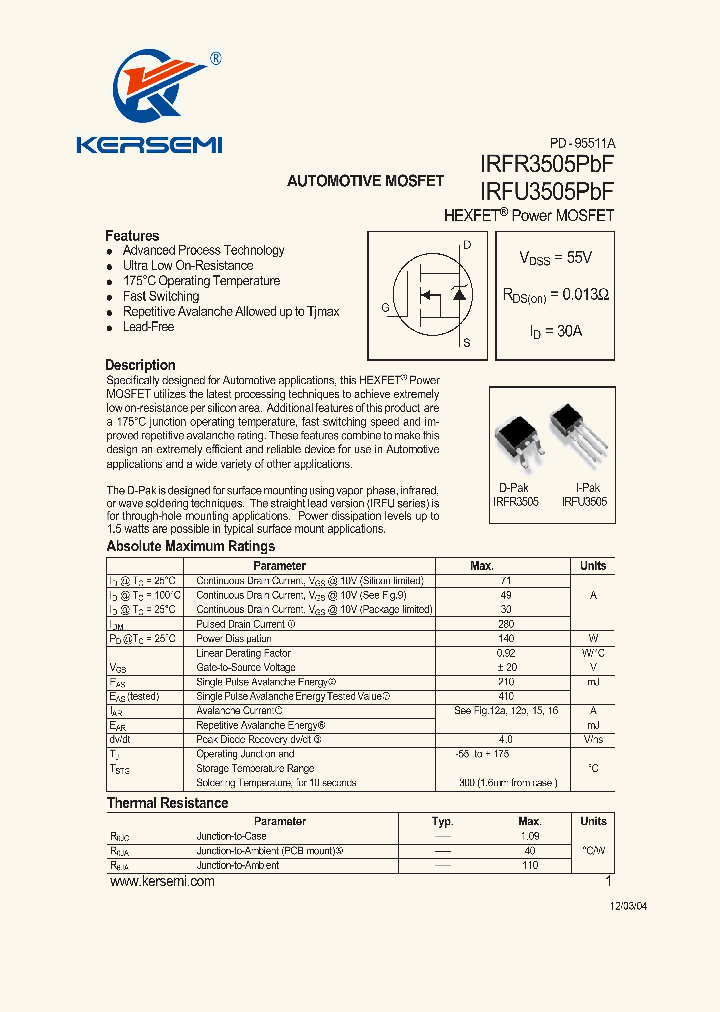 IRFRU3505PBF_7284212.PDF Datasheet
