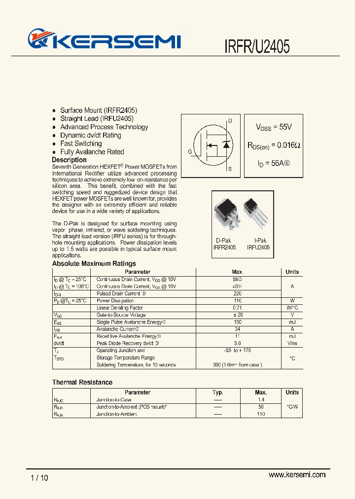 IRFRU2405_7284201.PDF Datasheet