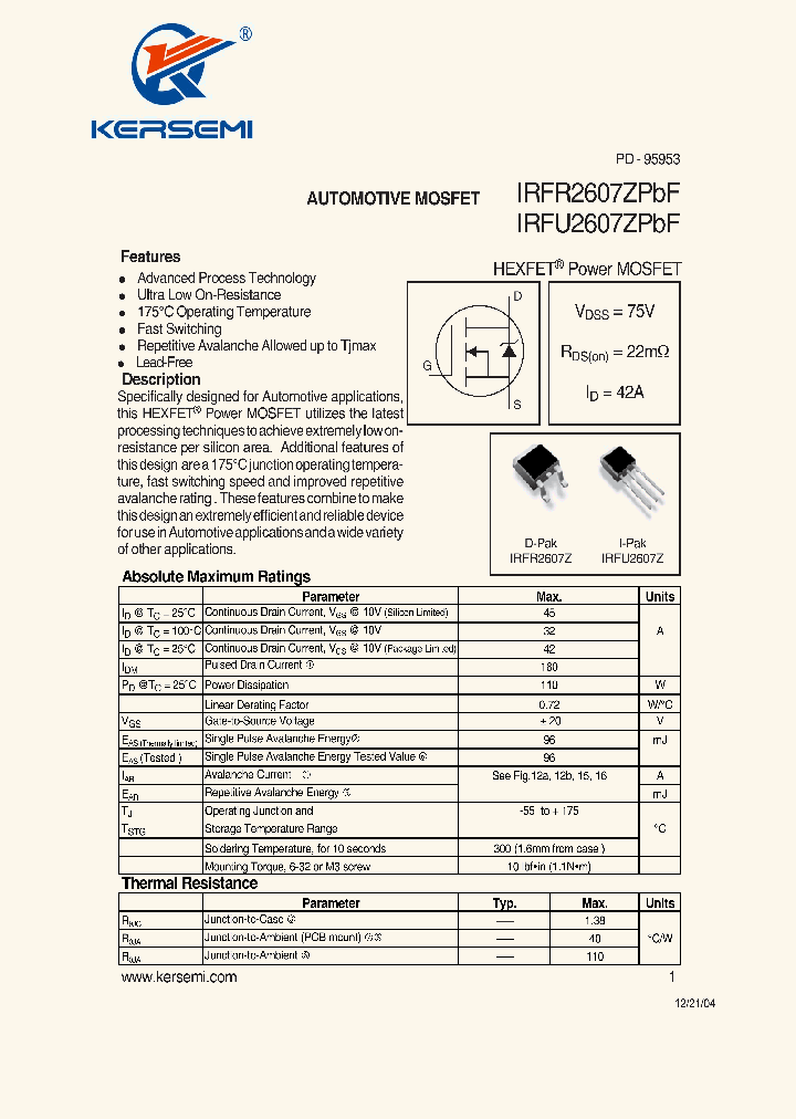 IRFRU2607ZPBF_7284203.PDF Datasheet