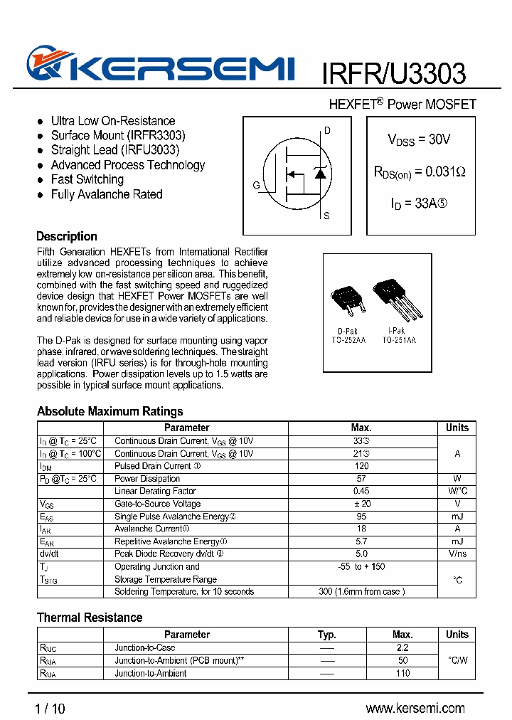 IRFRU3303_7284206.PDF Datasheet
