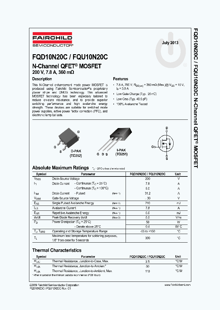 FQU10N20C_7285485.PDF Datasheet