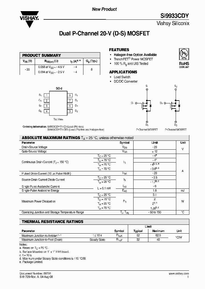SI9933CDY-T1-GE3_7288301.PDF Datasheet