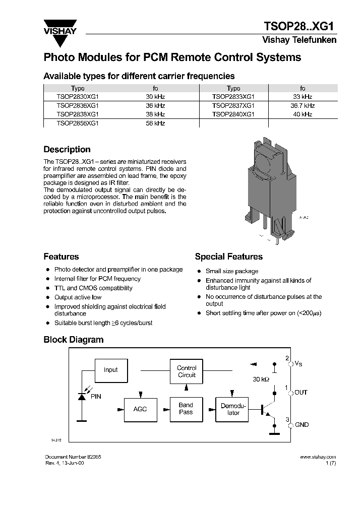TSOP2838XG1_7289747.PDF Datasheet