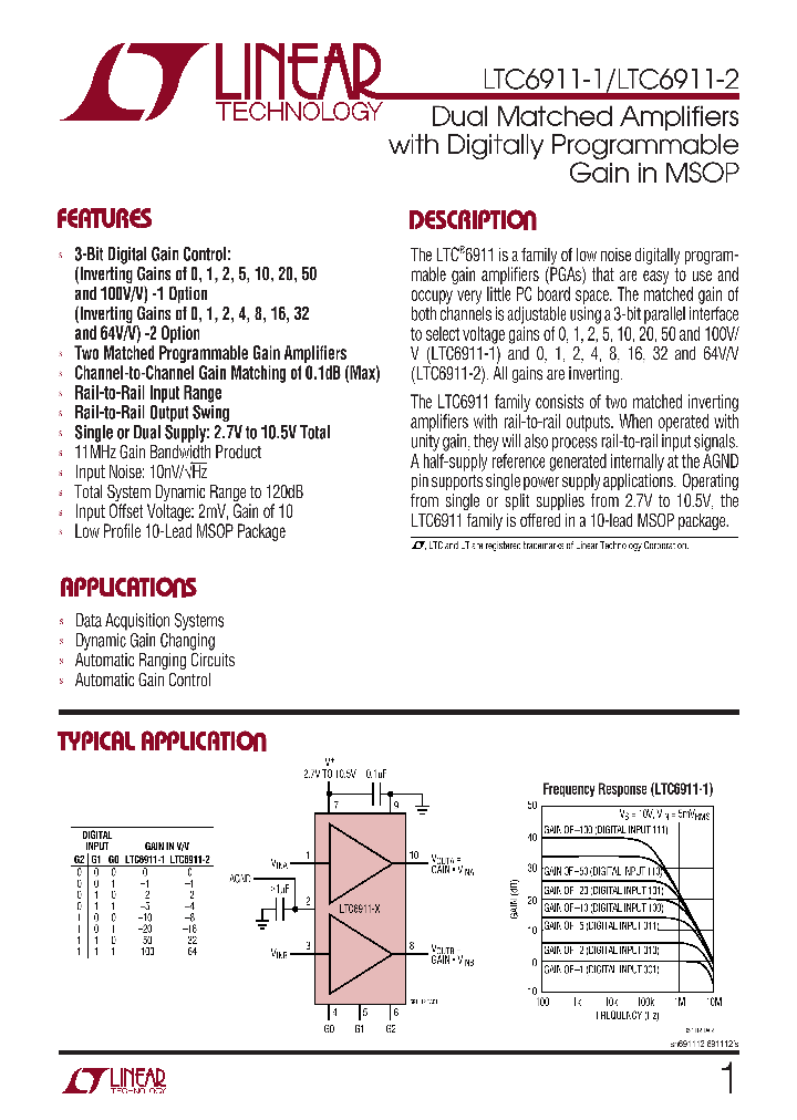 LTC6911HMS-1TRPBF_7292440.PDF Datasheet