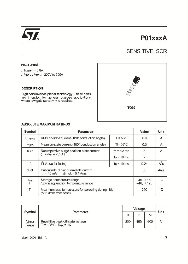 STMICROELECTRONICS-P0102MA5AL3_7293328.PDF Datasheet