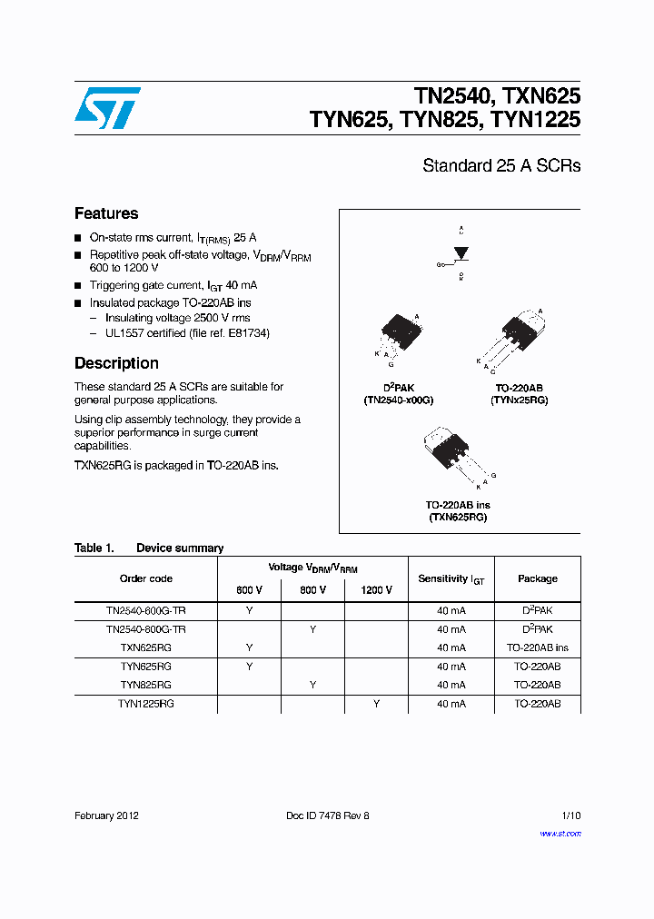 TN2540-800G-TR_7291798.PDF Datasheet