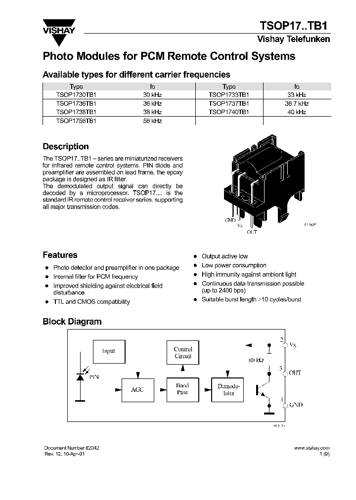 TSOP1740TB1_7293664.PDF Datasheet