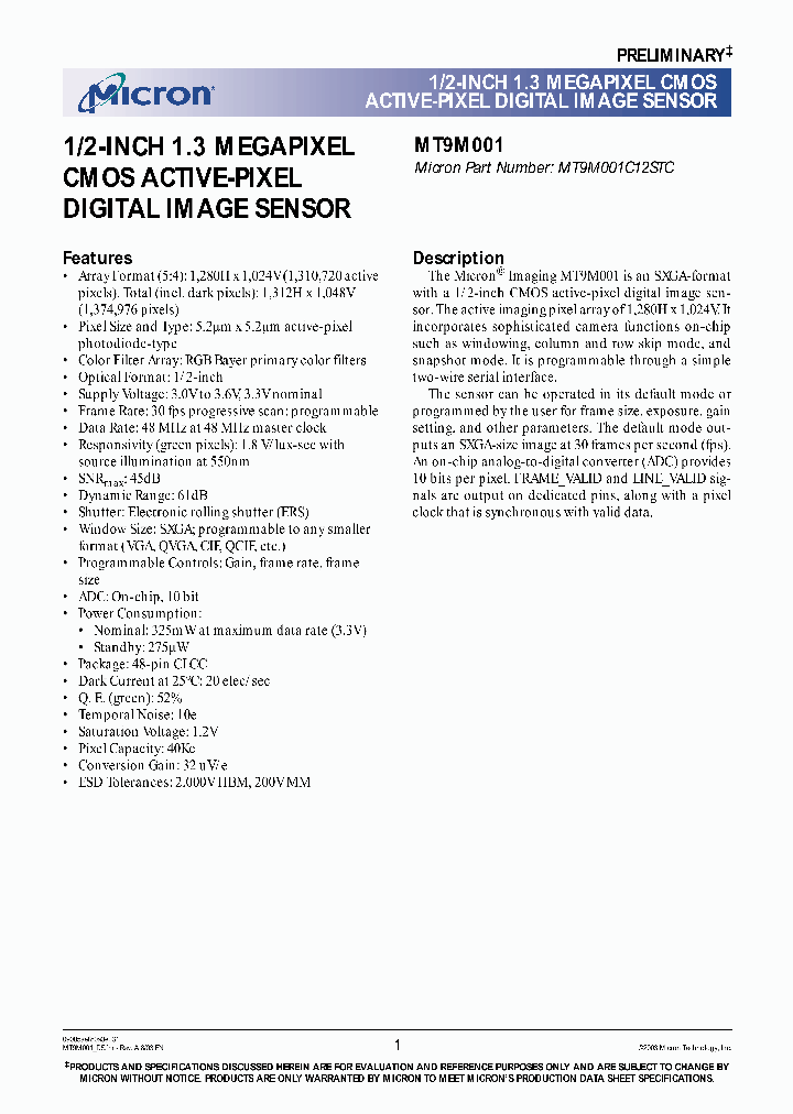 MT9M001C12STC_7295327.PDF Datasheet