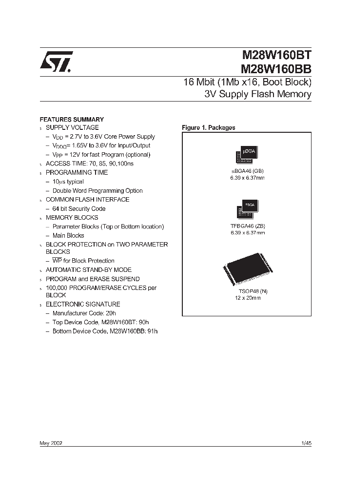 M28W160BB85GB1_7297928.PDF Datasheet