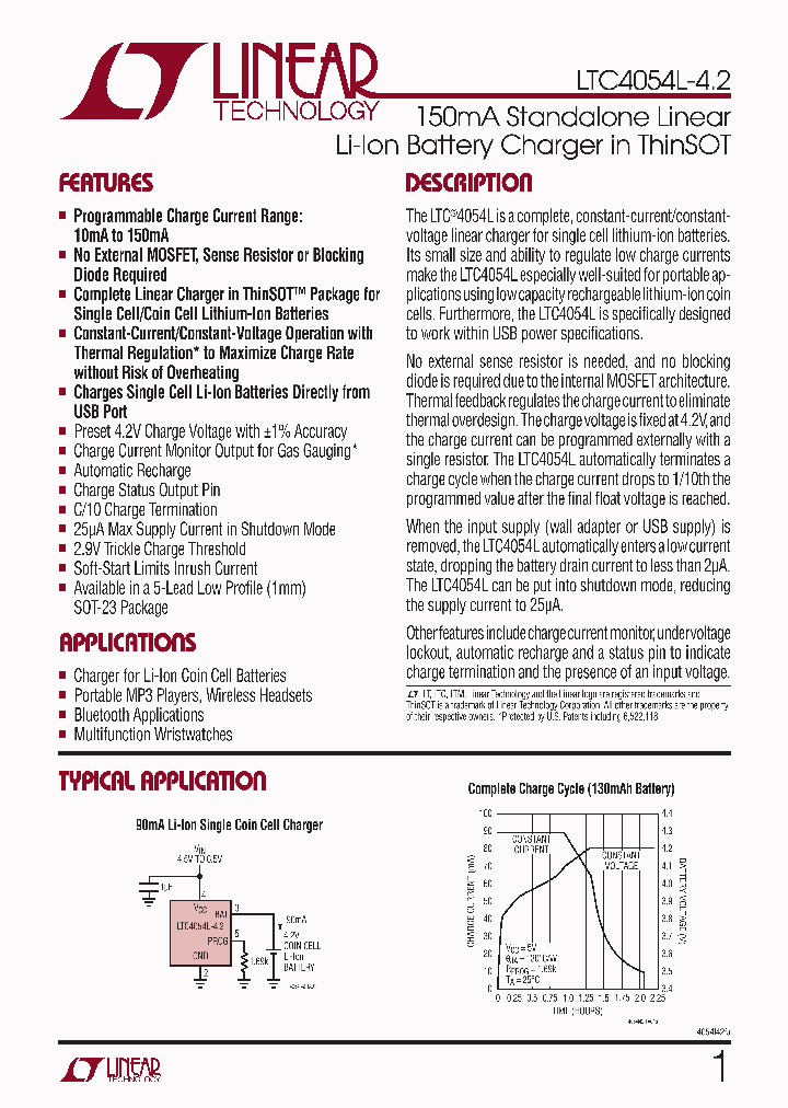 LTC4054LES5-42PBF_7297990.PDF Datasheet