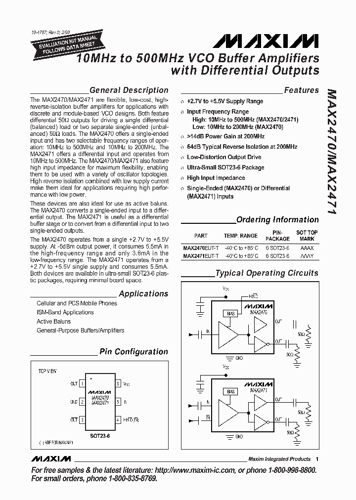 MAXIMINTEGRATEDPRODUCTSINC-MAX2471EUT-T_7298255.PDF Datasheet
