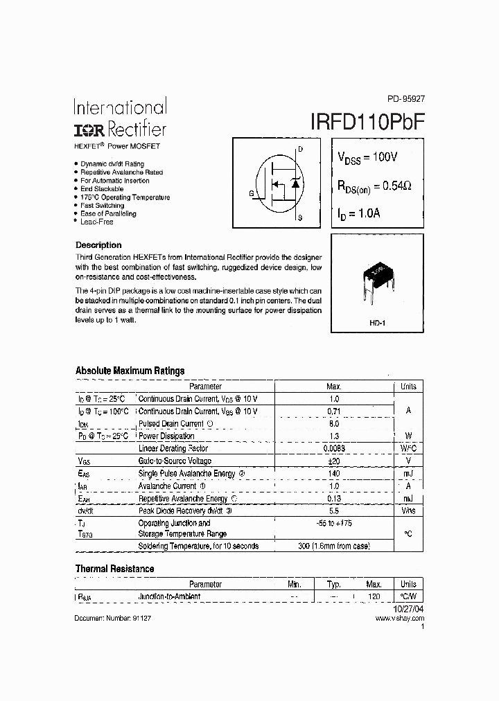 IRFD110PBF_7299554.PDF Datasheet