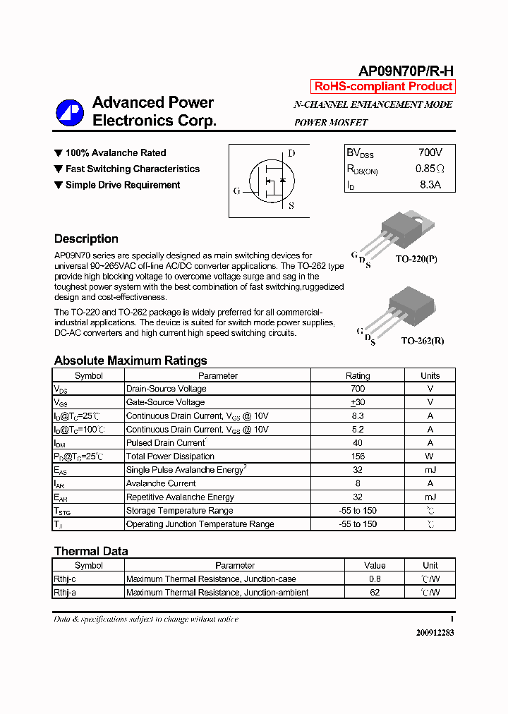 AP09N70P-H_7299613.PDF Datasheet