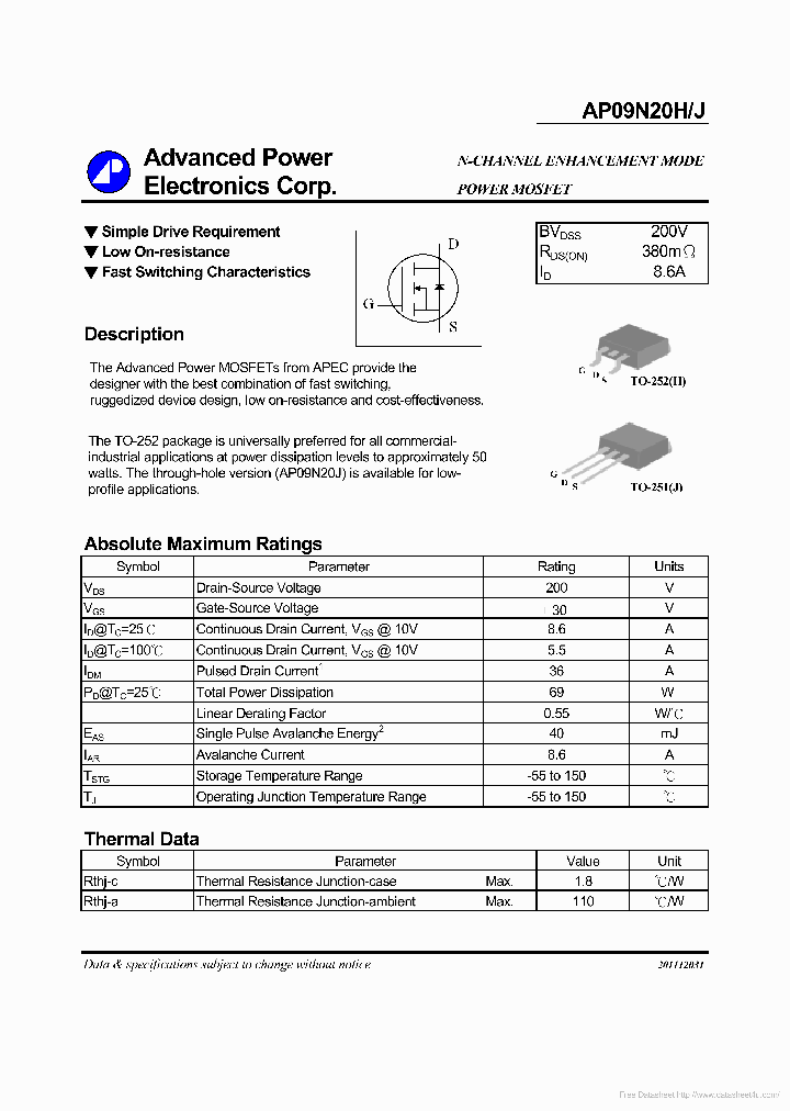 AP09N20H_7299587.PDF Datasheet