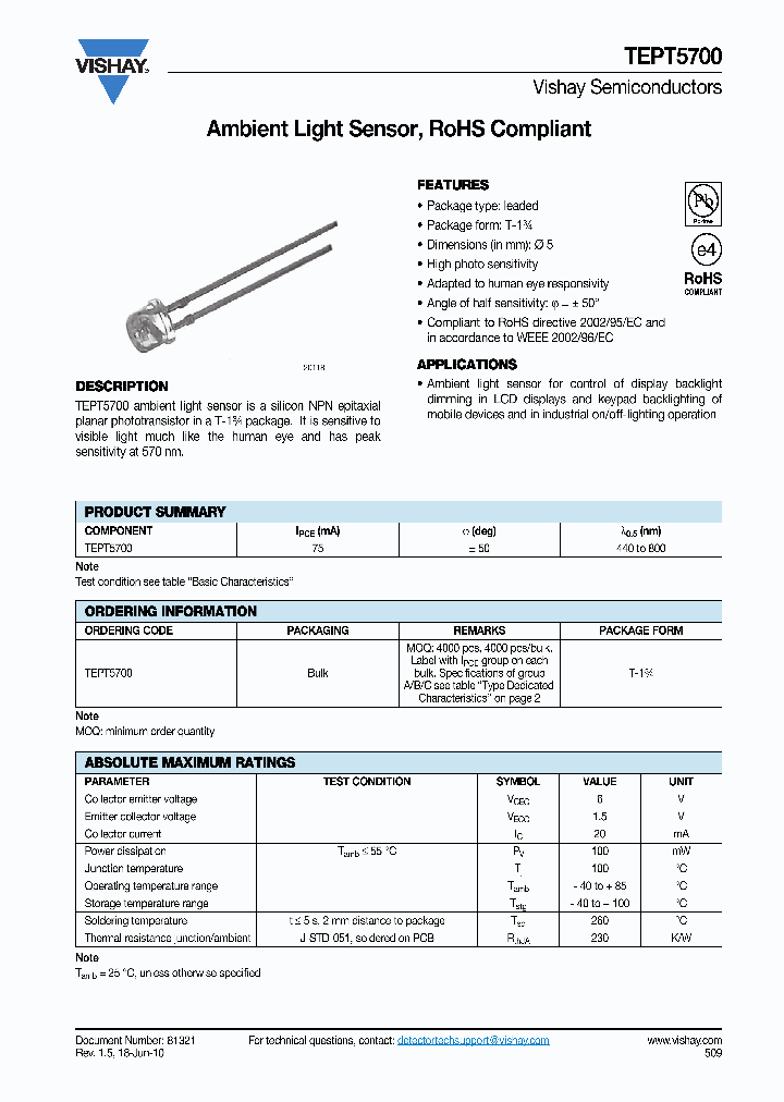 TEPT570010_7300530.PDF Datasheet