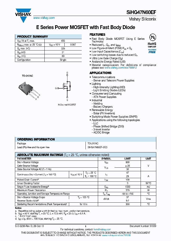 SIHG47N60EF_7300925.PDF Datasheet