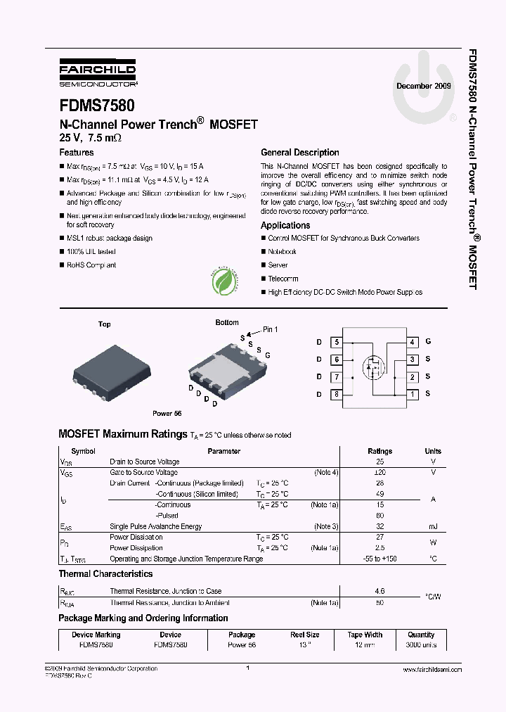 FDMS7580_7301604.PDF Datasheet