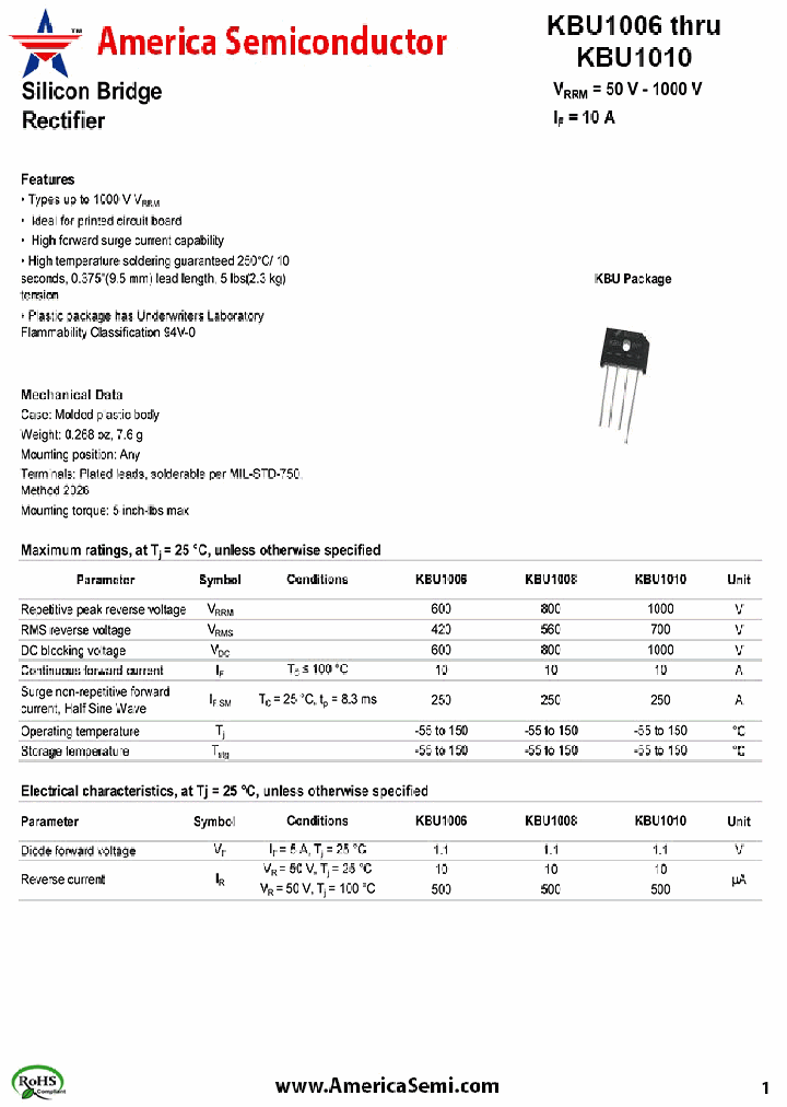 KBU1010_7303046.PDF Datasheet