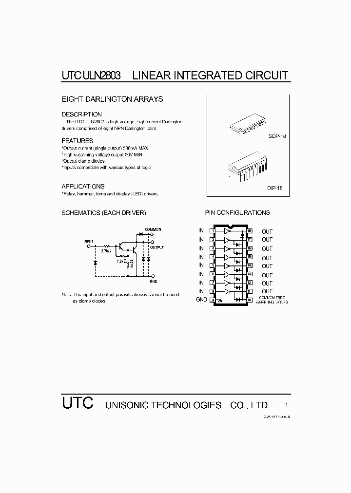UTCULN2803_7303563.PDF Datasheet