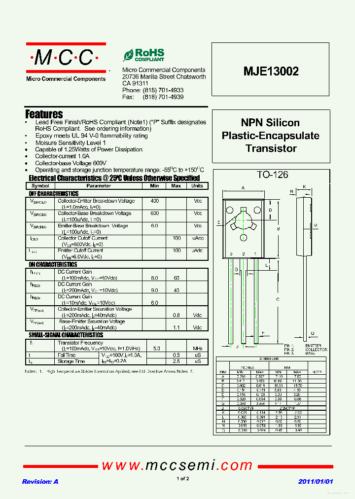 MJE13002_7305665.PDF Datasheet