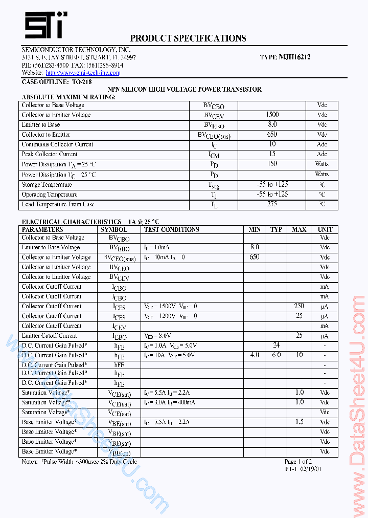 MJH16212_7306152.PDF Datasheet