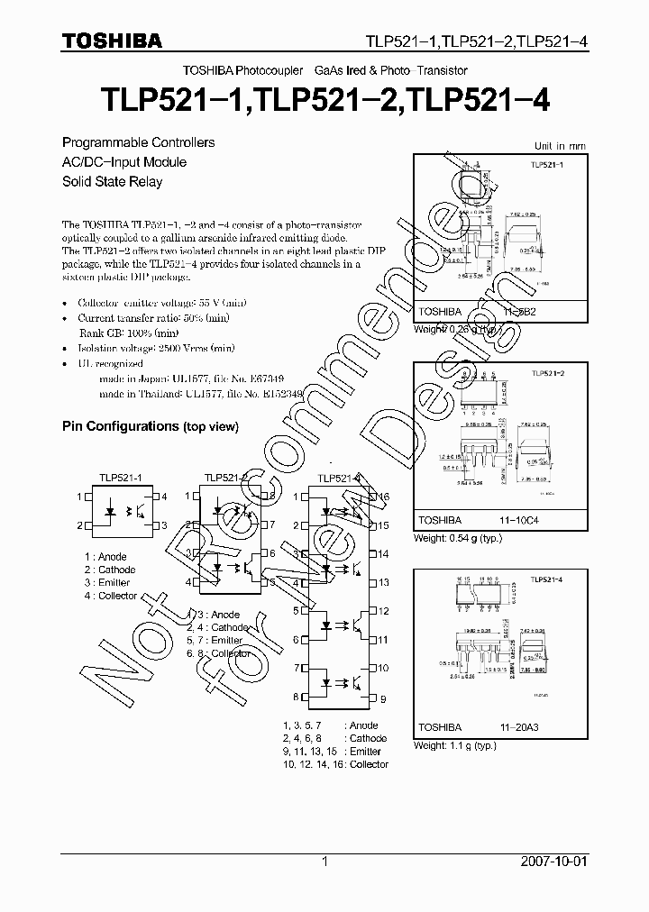TLP521-1_7307250.PDF Datasheet
