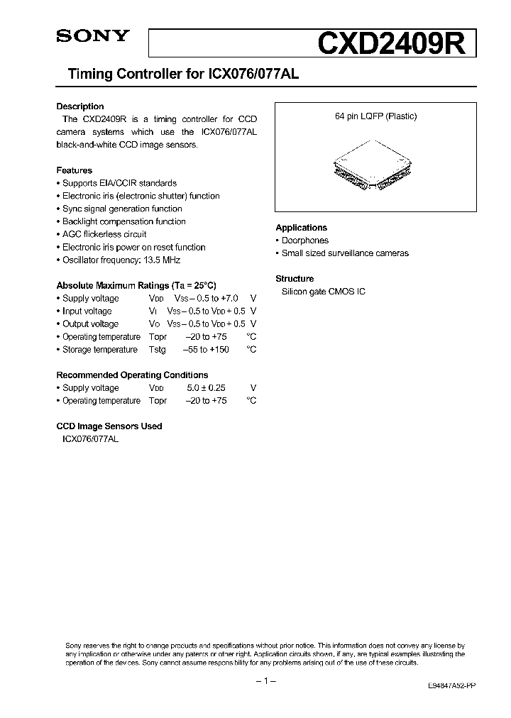 SONYCORPORATION-CXD2409R_7309093.PDF Datasheet