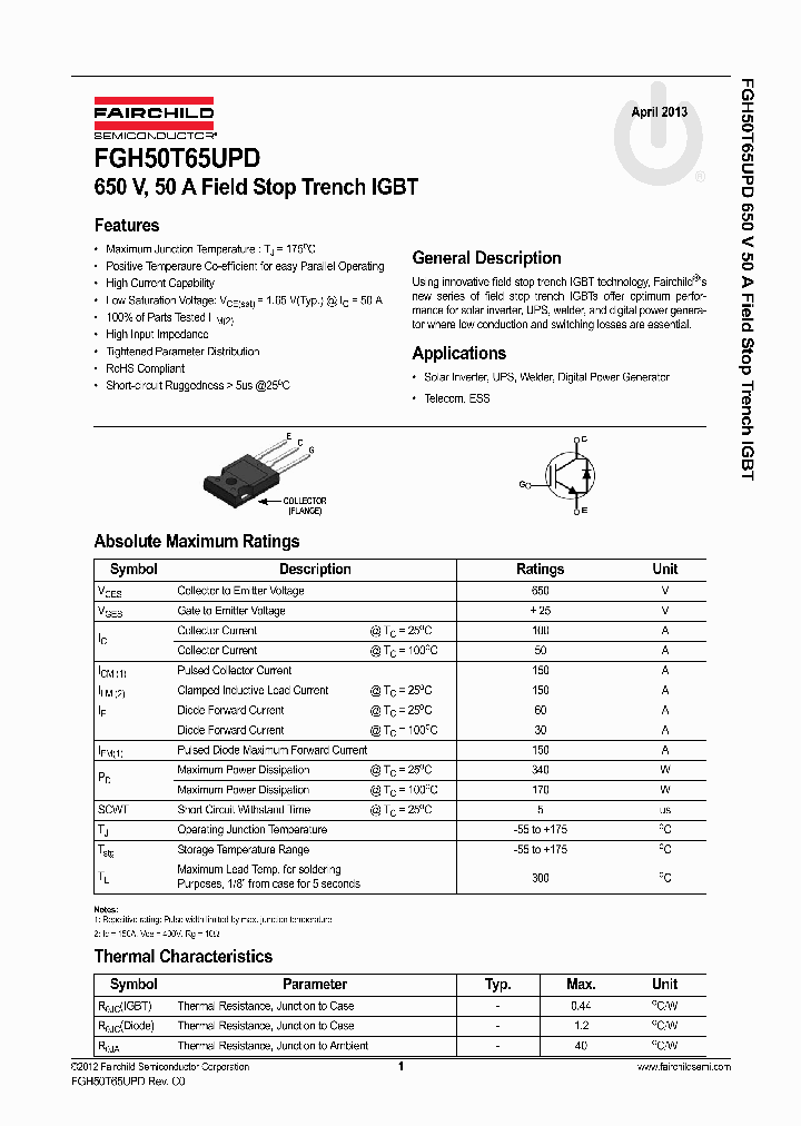 FGH50T65UPD_7310652.PDF Datasheet