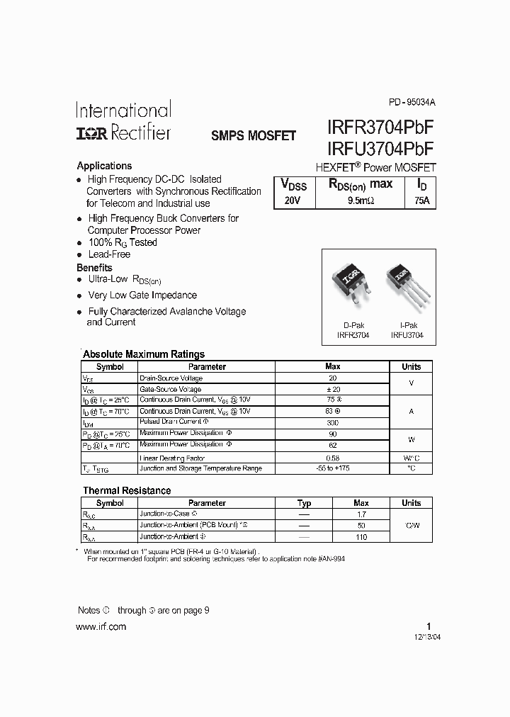 IRFR3704TRPBF_7311069.PDF Datasheet