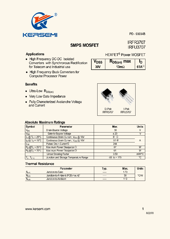 IRFR3707_7311083.PDF Datasheet