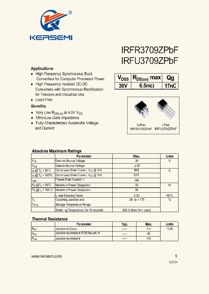 IRFR3709ZTRR_7311133.PDF Datasheet