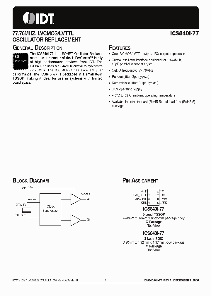 ICS840AGI-77LFT_7314187.PDF Datasheet