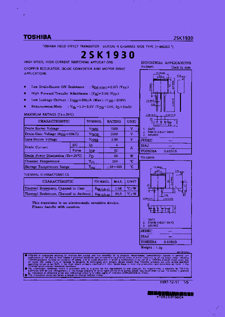 2SK1930TO-220SM_7314395.PDF Datasheet